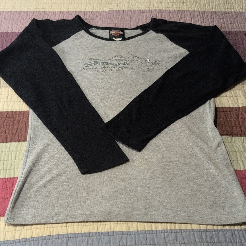 Women's XL Harley Davidson Sturgis 2007 Black and Gray Long Sleeve Shirt